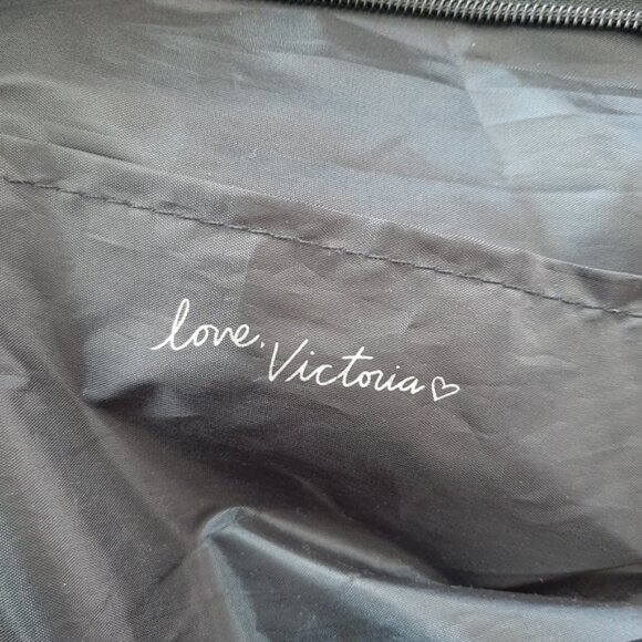 VICTORIA SECRET Canvas Red Sequin Lips Weekender Travel Shopper Tote Bag Black - Picture 11 of 13